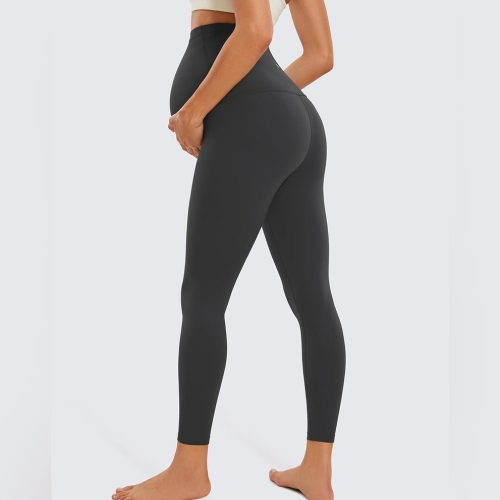 CRZ YOGA Maternity High-Waist Leggings in Charcoal Gray - Picture 2 of 6